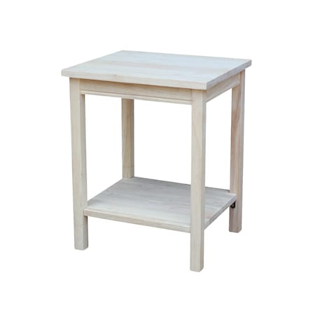 International Concepts Rectangle Portman Accent Table, 16 W, 14 L, 20 in H, Wood, Unfinished OT-41